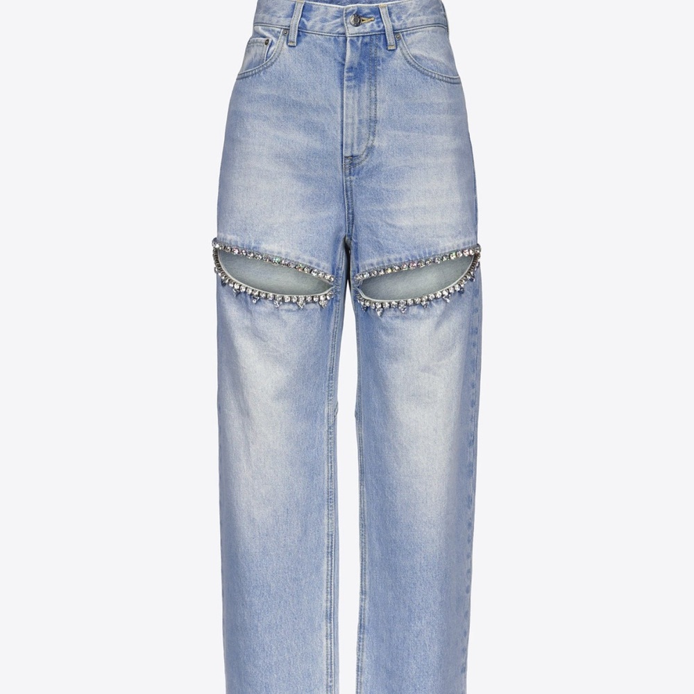 Area Crystal Slit Jeans